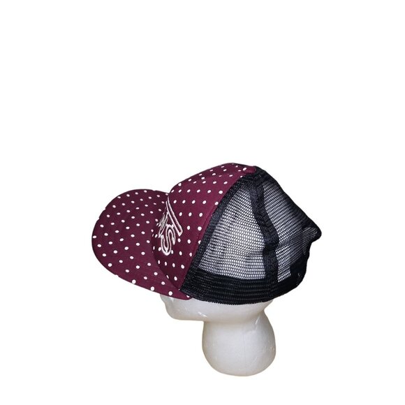 Vans Off The Wall Snapback Hat Maroon Polkadot Big Logo Skater Casual Streetwear - Picture 2 of 5